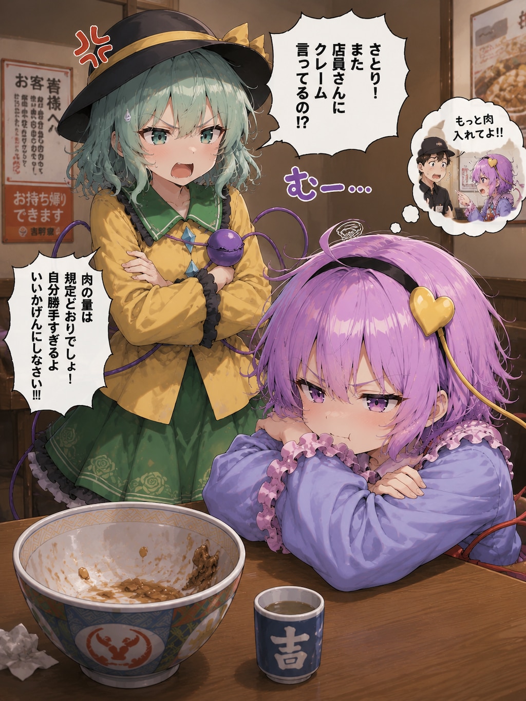 牛丼屋にクレームを入れるさとりちゃん