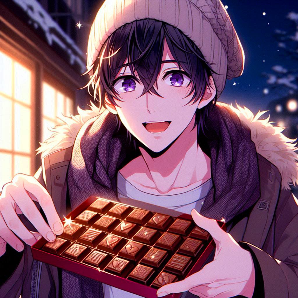 ニット帽をかぶった、バレンタインの黒髪短髪男性♥その3(11枚)