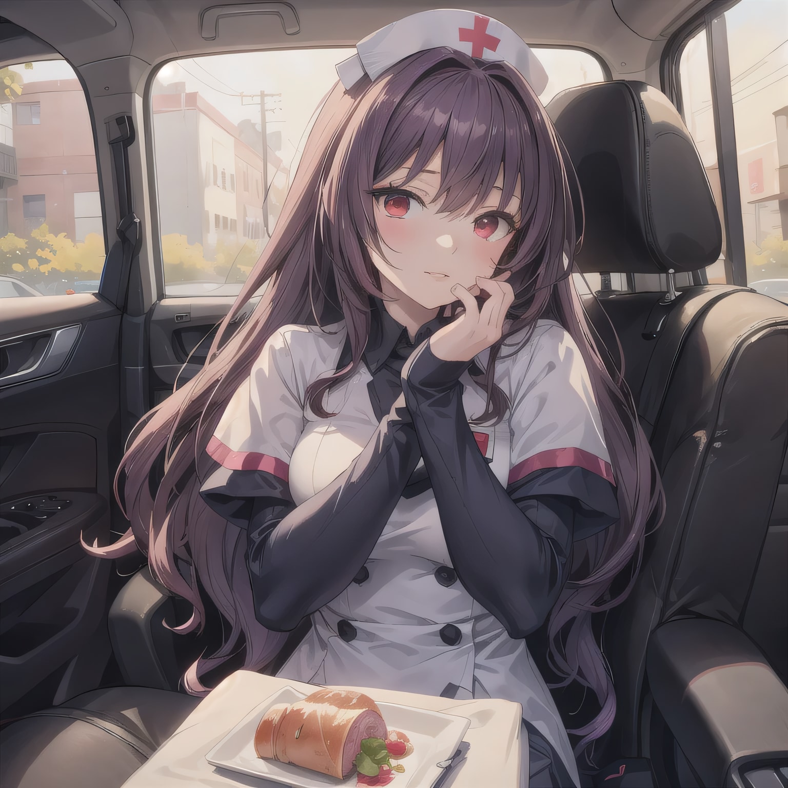 茶髪ロングで車内の少女 | の人気AIイラスト・グラビア