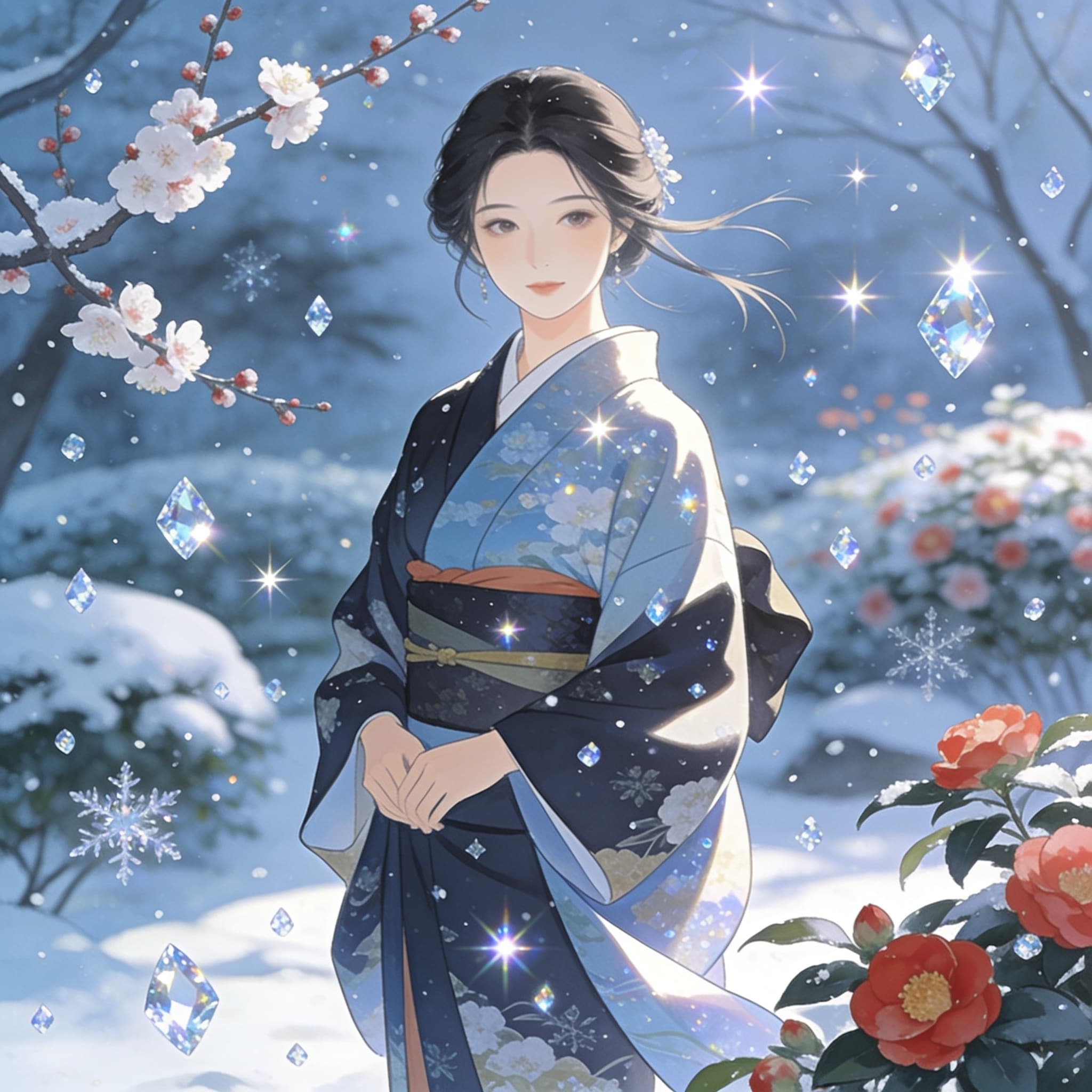 雪の花と冬の華 | の人気AIイラスト・グラビア