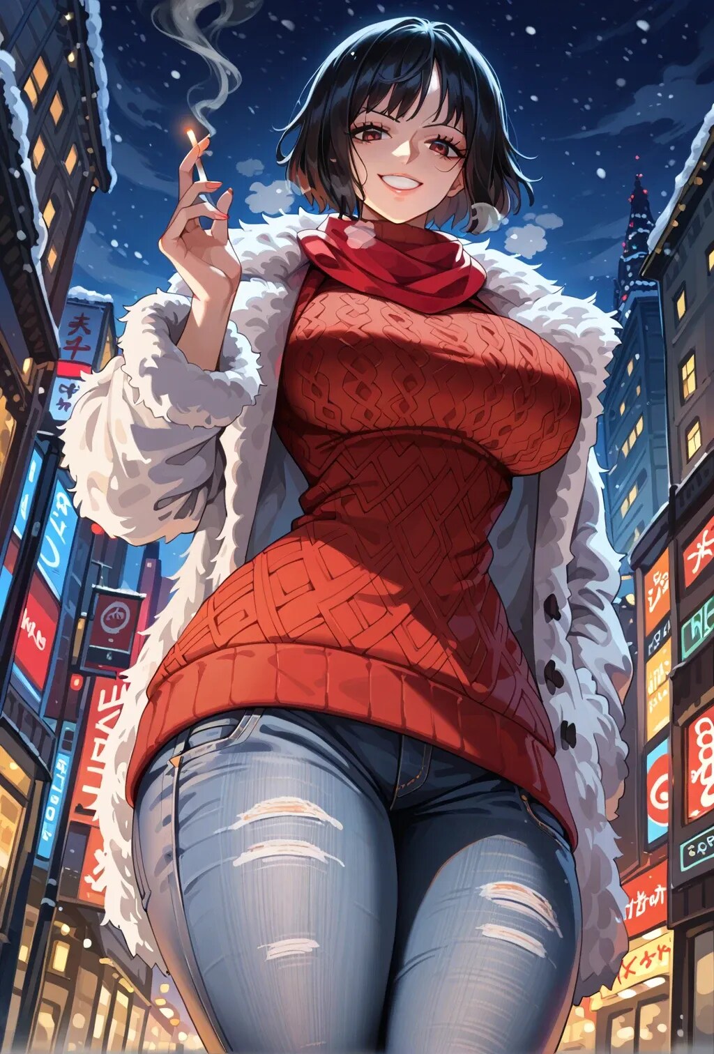 冬の繁華街 | の人気AIイラスト・グラビア