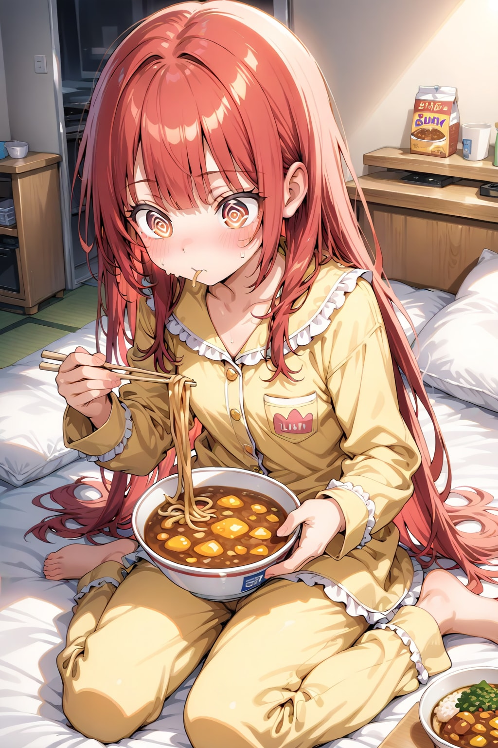 パジャマでカレーうどん
