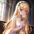 教会で祈りを捧げる金色の髪の少女 3枚目