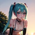 初音ミクです。028_ビキニで公園_『…もう勘弁してください。許して…。』（イラスト風） 12枚目