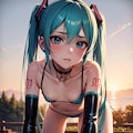 初音ミクです。028_ビキニで公園_『…もう勘弁してください。許して…。』（イラスト風） 7枚目