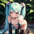 初音ミクです。028_ビキニで公園_『…もう勘弁してください。許して…。』（イラスト風） 6枚目