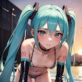 初音ミクです。028_ビキニで公園_『…もう勘弁してください。許して…。』（イラスト風） 8枚目