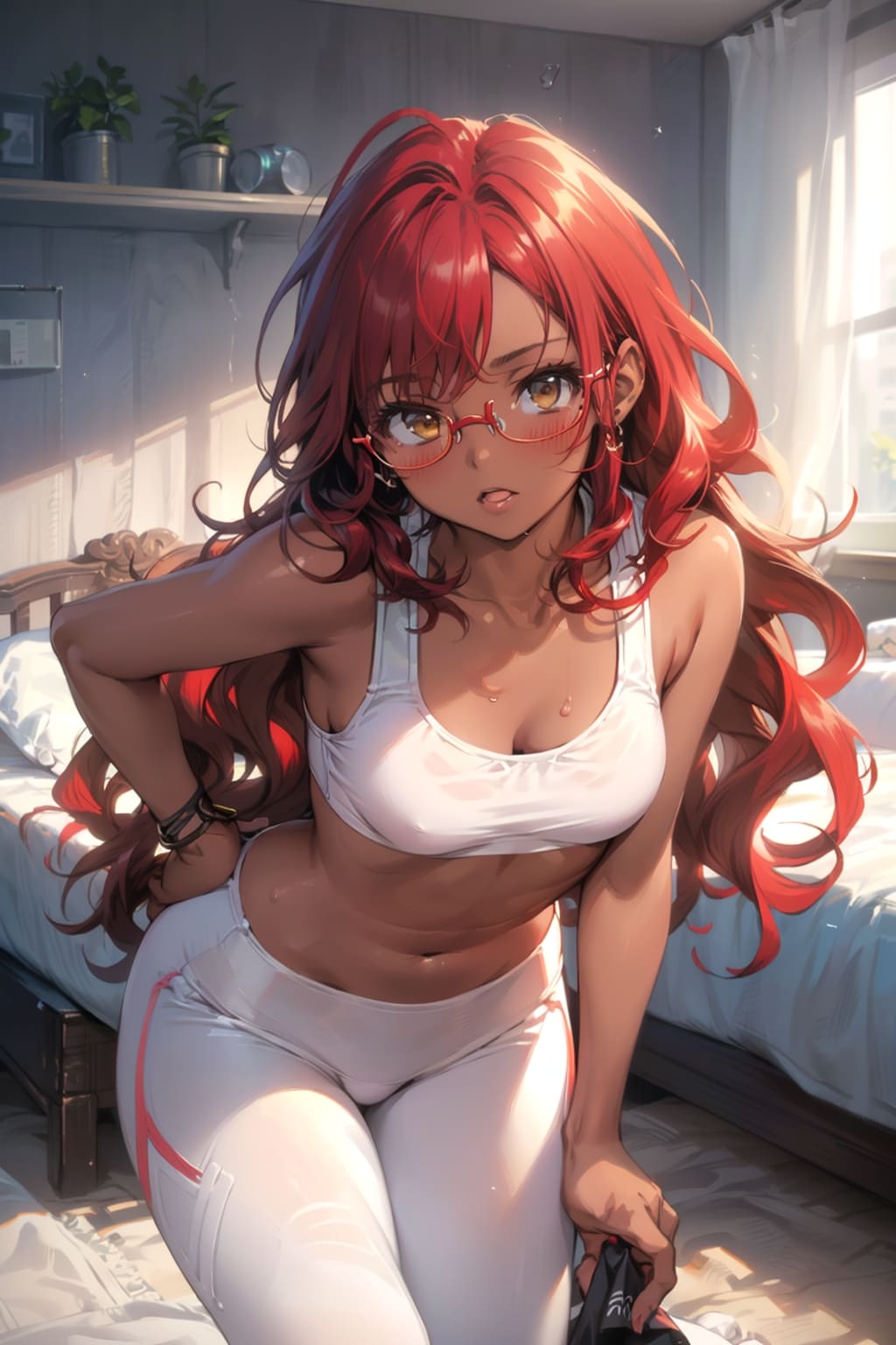 スポーツウェアの眼鏡っ娘