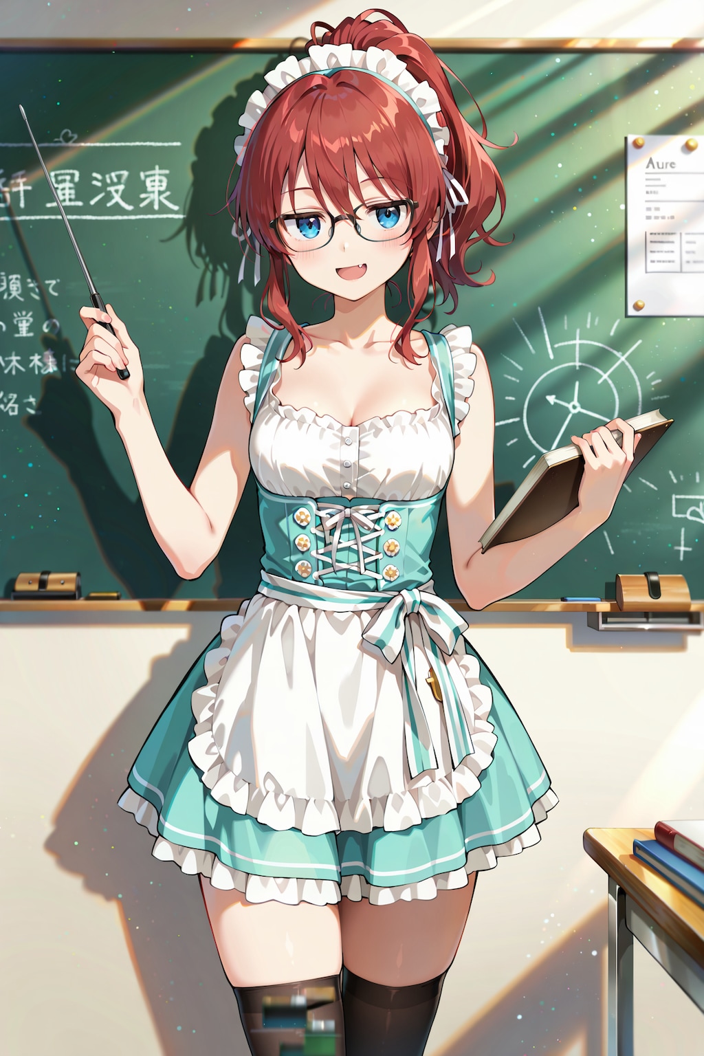 ディアンドルのコスプレで授業をするジト目先生 Y904