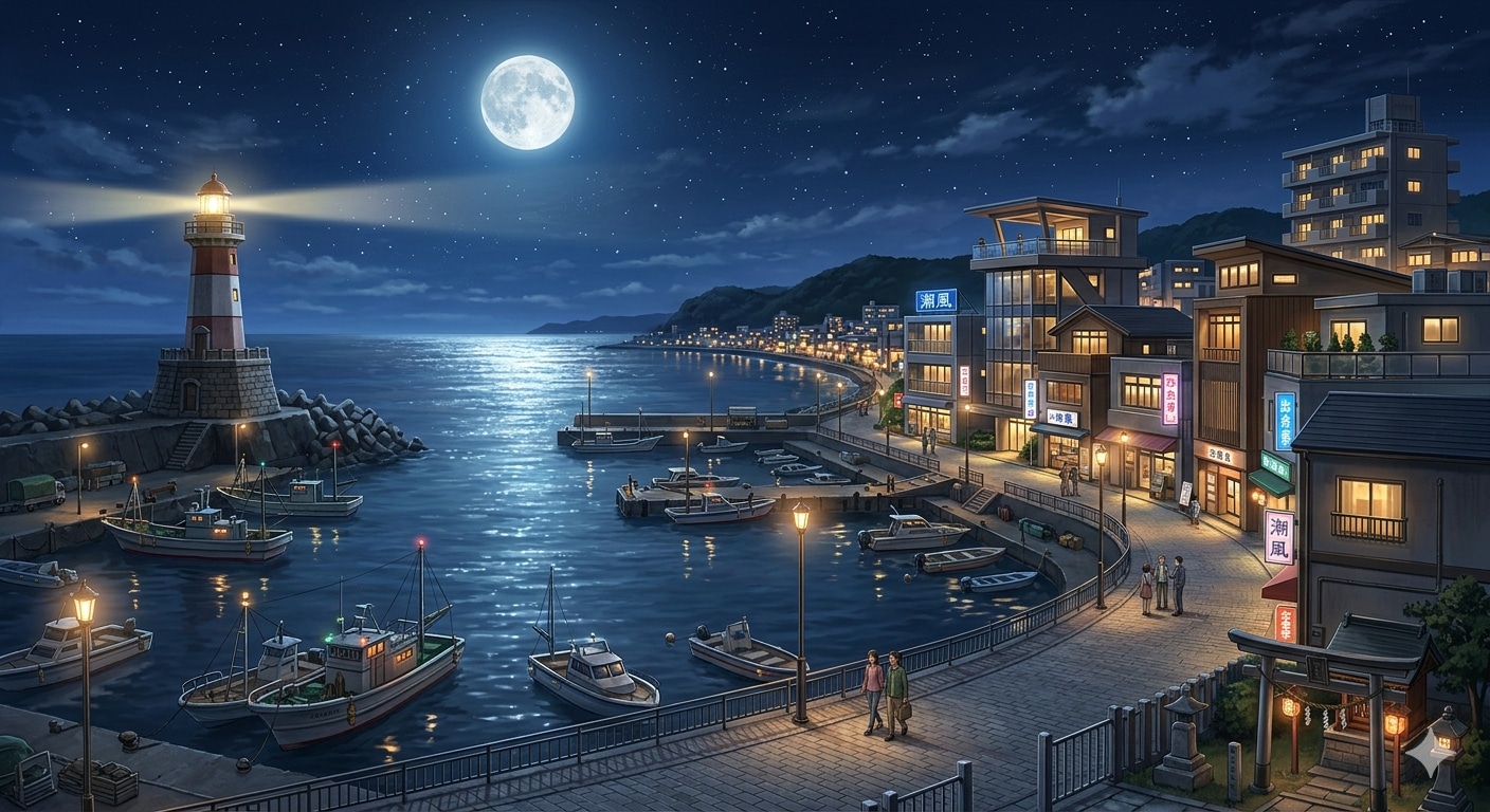 満月の港町 | の人気AIイラスト・グラビア