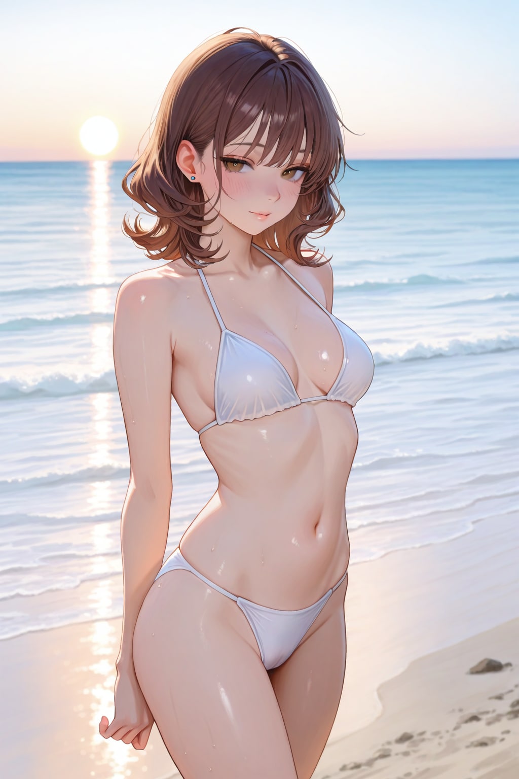 海に来たOLさん