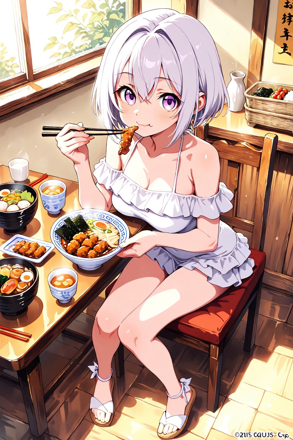 食事中の弊社キャラクター【けい あいな】