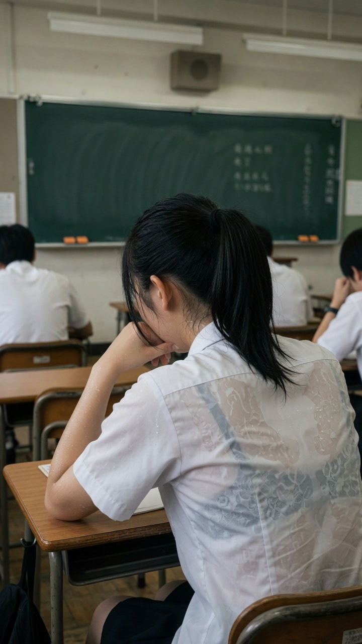 汗だくの女の子