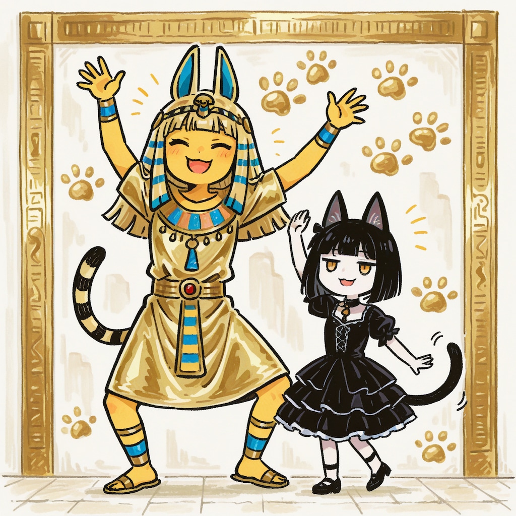 エジプト猫神壁画