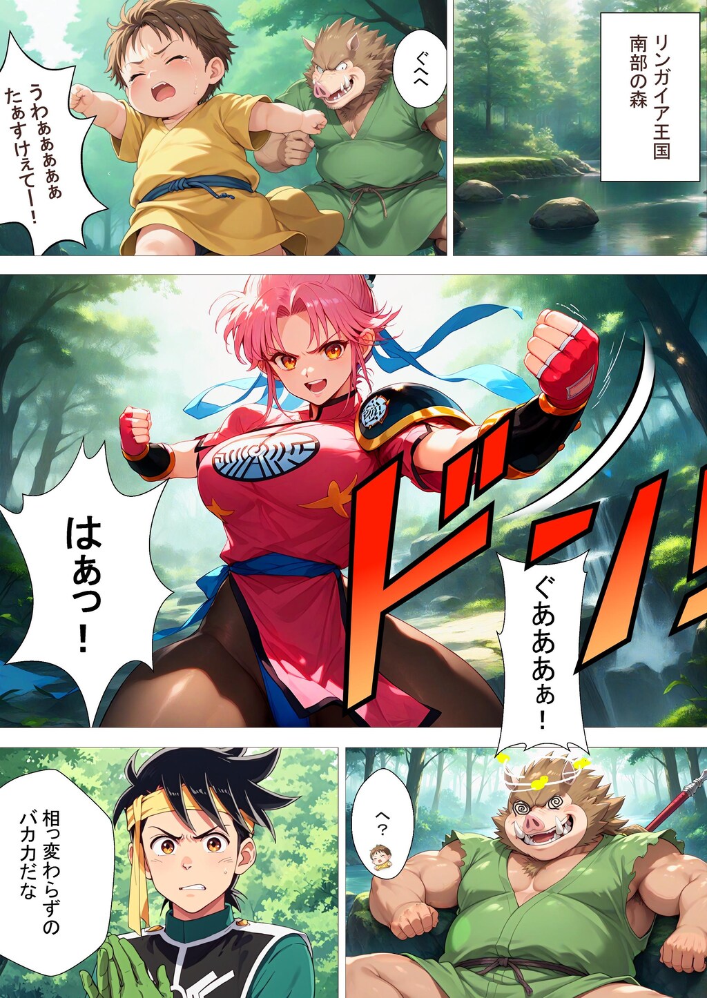 1ページ「ぶっとい太ももの黒パンスト武闘家マァムがショタで処女喪失」