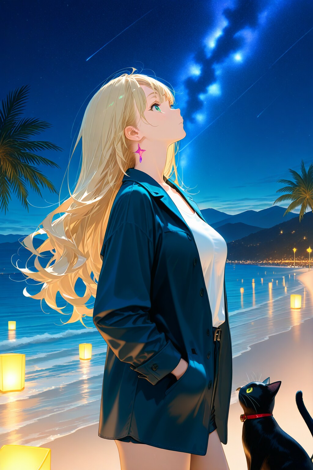 砂浜の魔女と星空