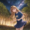 星を眺める少女 3枚目
