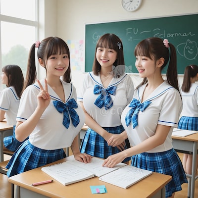 ミニスカセーラー服×巨乳x複数人