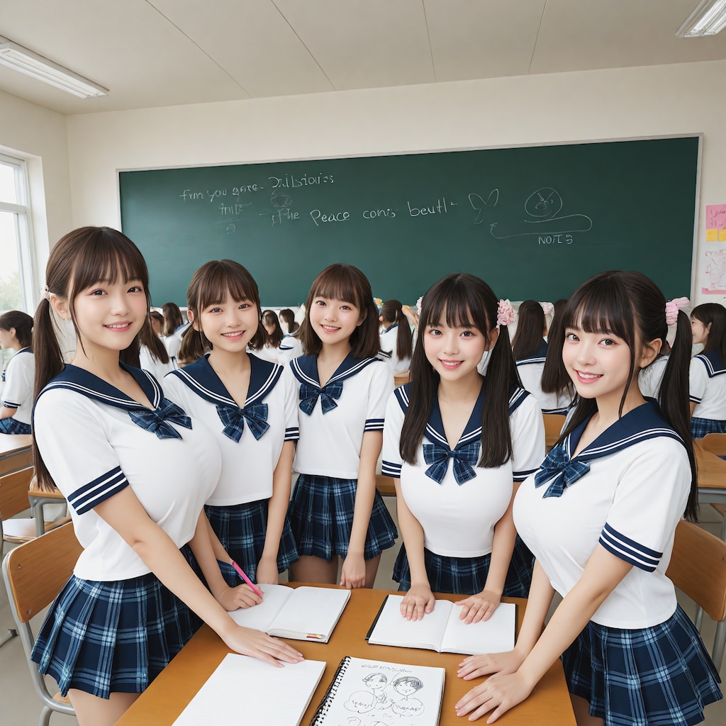 ミニスカセーラー服×巨乳x複数人