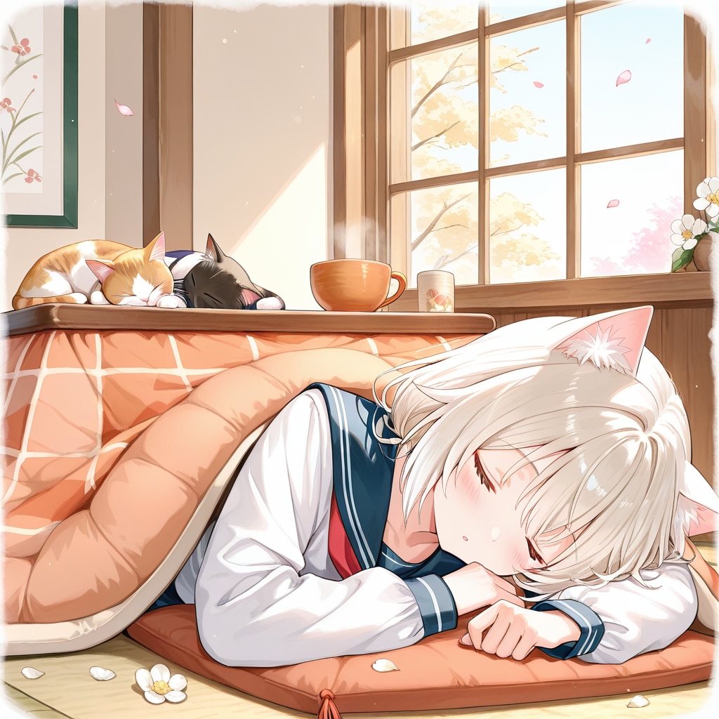 猫耳と炬燵と猫