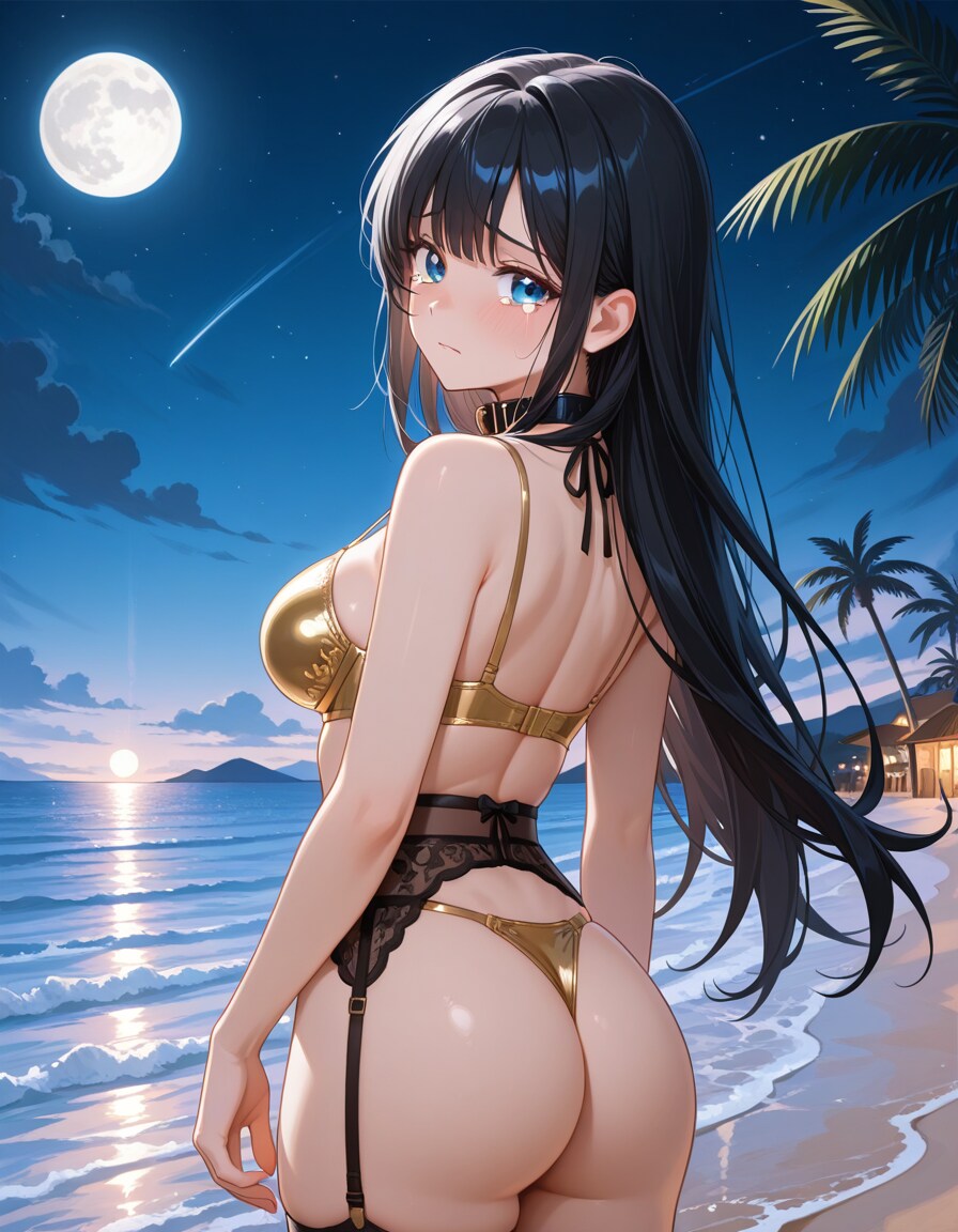 金色下着で振り返る葵さん