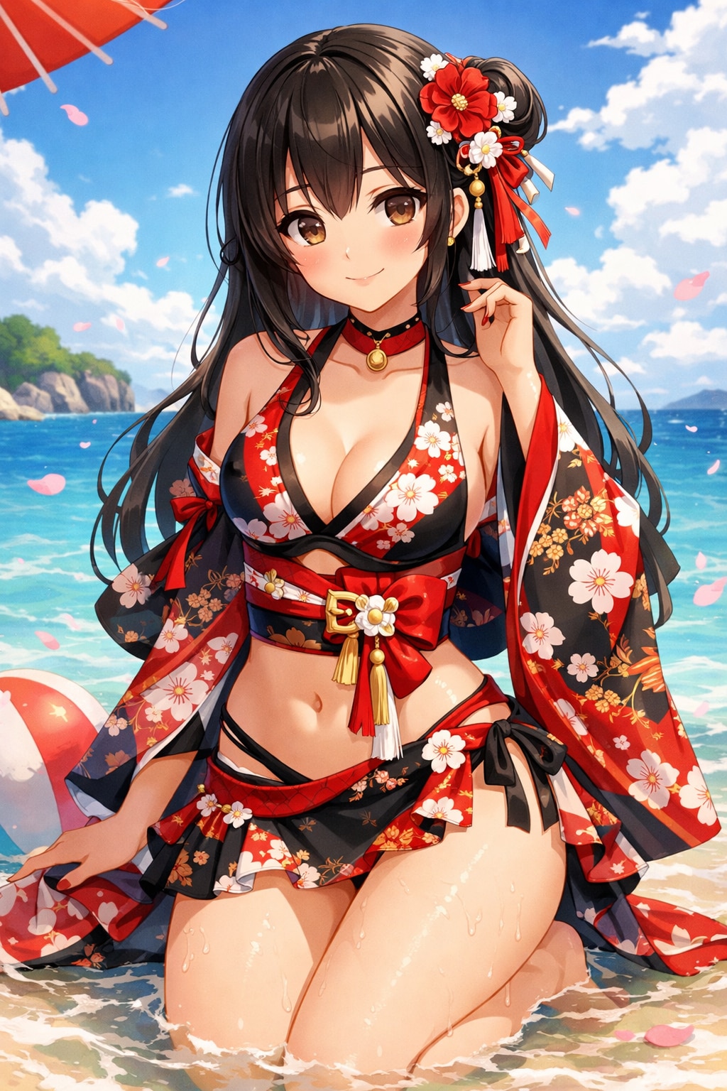 和風水着の女の子
