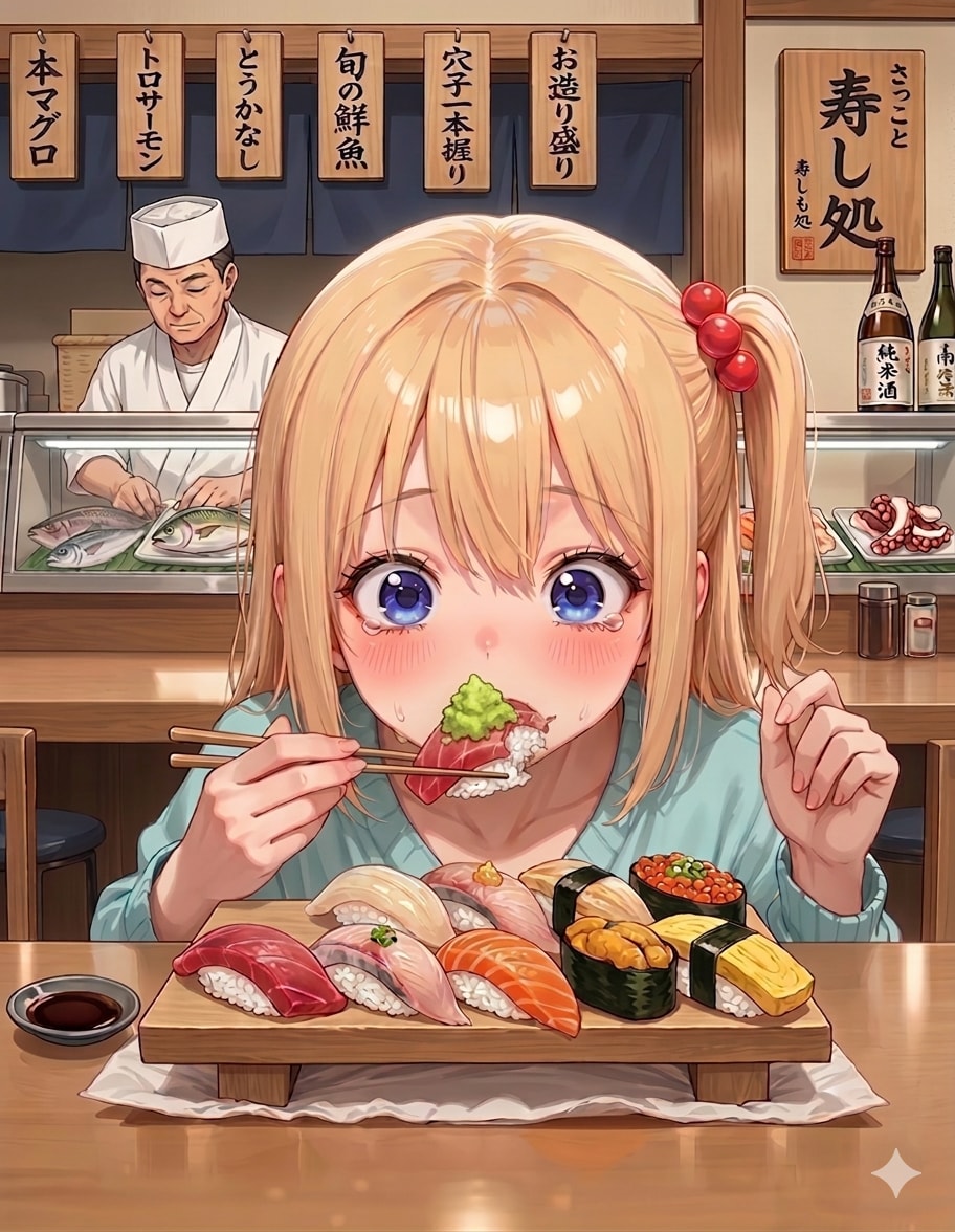 ワサビが効きすぎ！でも、やめられない🍣 | の人気AIイラスト・グラビア