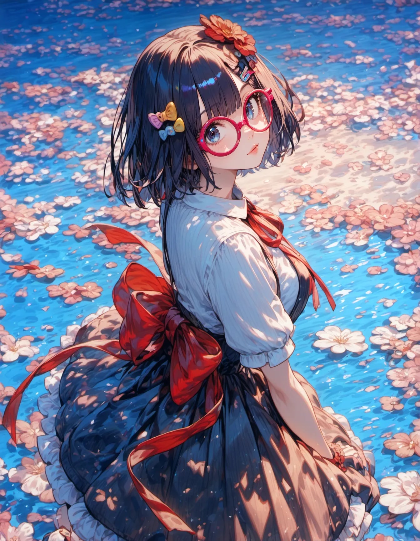 Petal Pond Reflection | の人気AIイラスト・グラビア