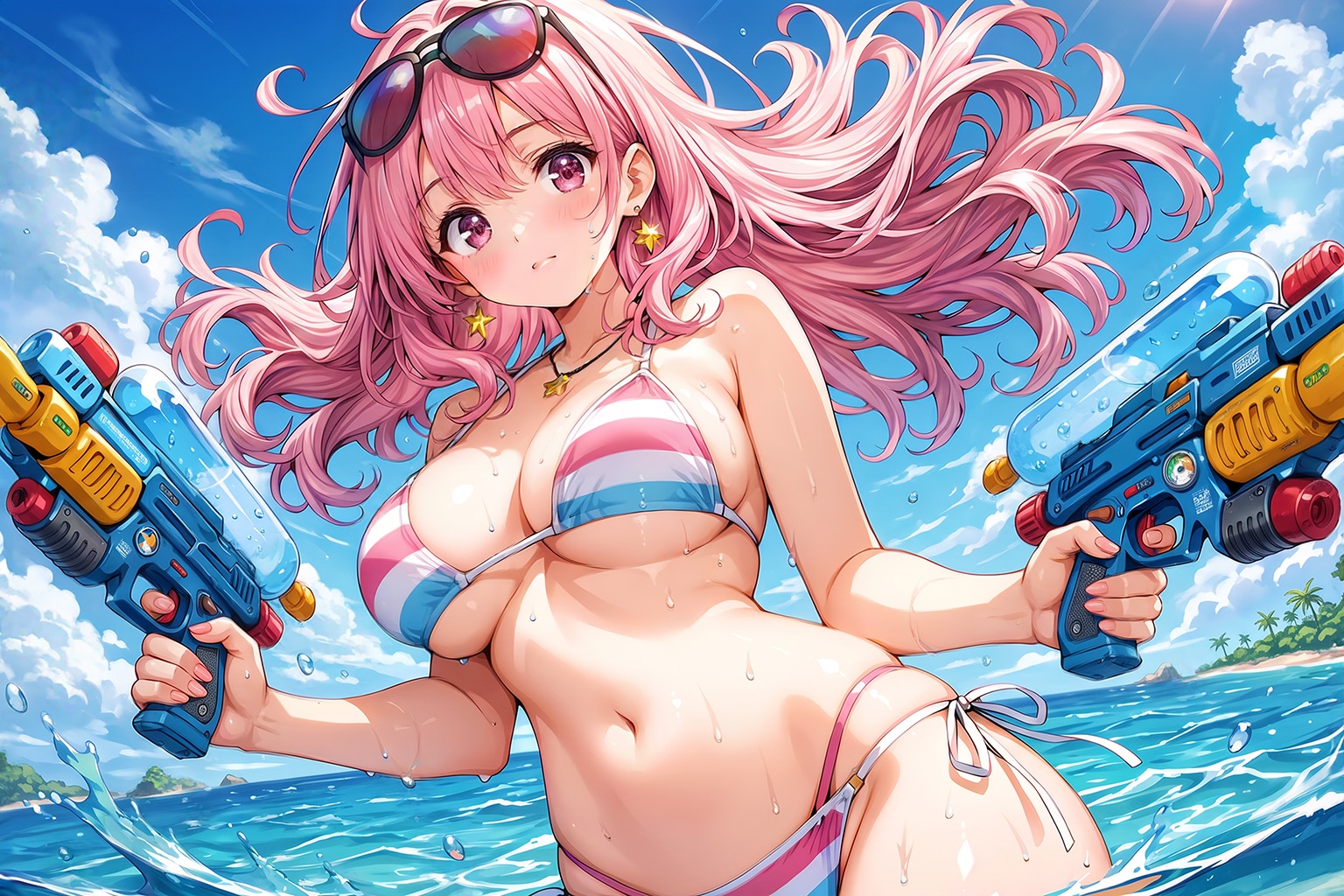 二挺拳銃ビーチガール