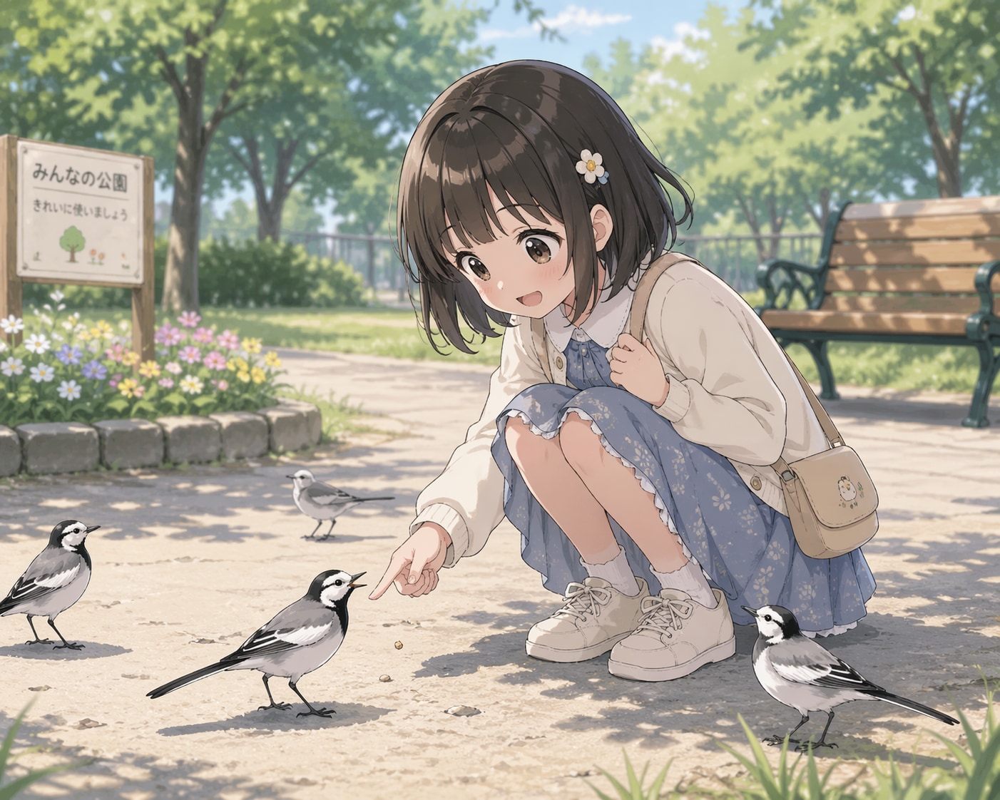 ハクセキレイと女の子_2026/04/24 | の人気AIイラスト・グラビア