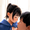 授乳ケープを使って授乳する少女 2枚目