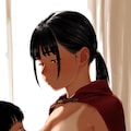 授乳ケープを使って授乳する少女 3枚目