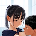 授乳ケープを使って授乳する少女 4枚目