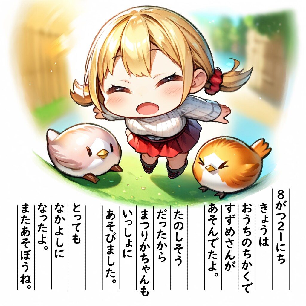 【絵日記】すずめさんと茉莉花ちゃん
