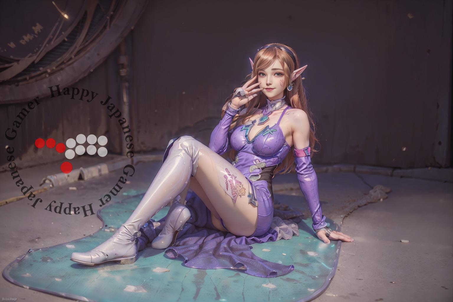 紫のドレスのエルフ