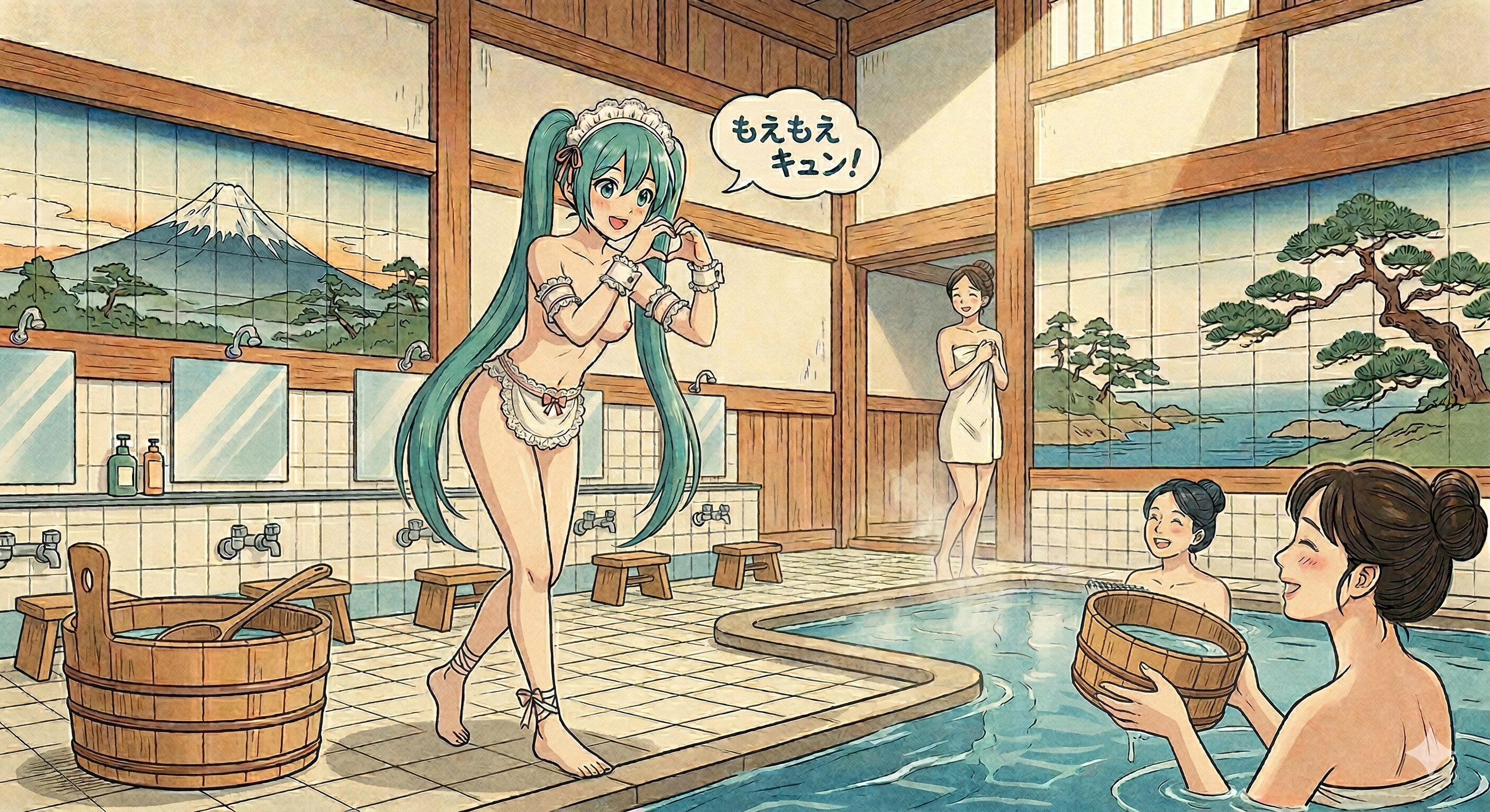 ミクさん銭湯でもえもえキュン