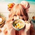 ゆめかわ少女とseafood noodle 4枚目