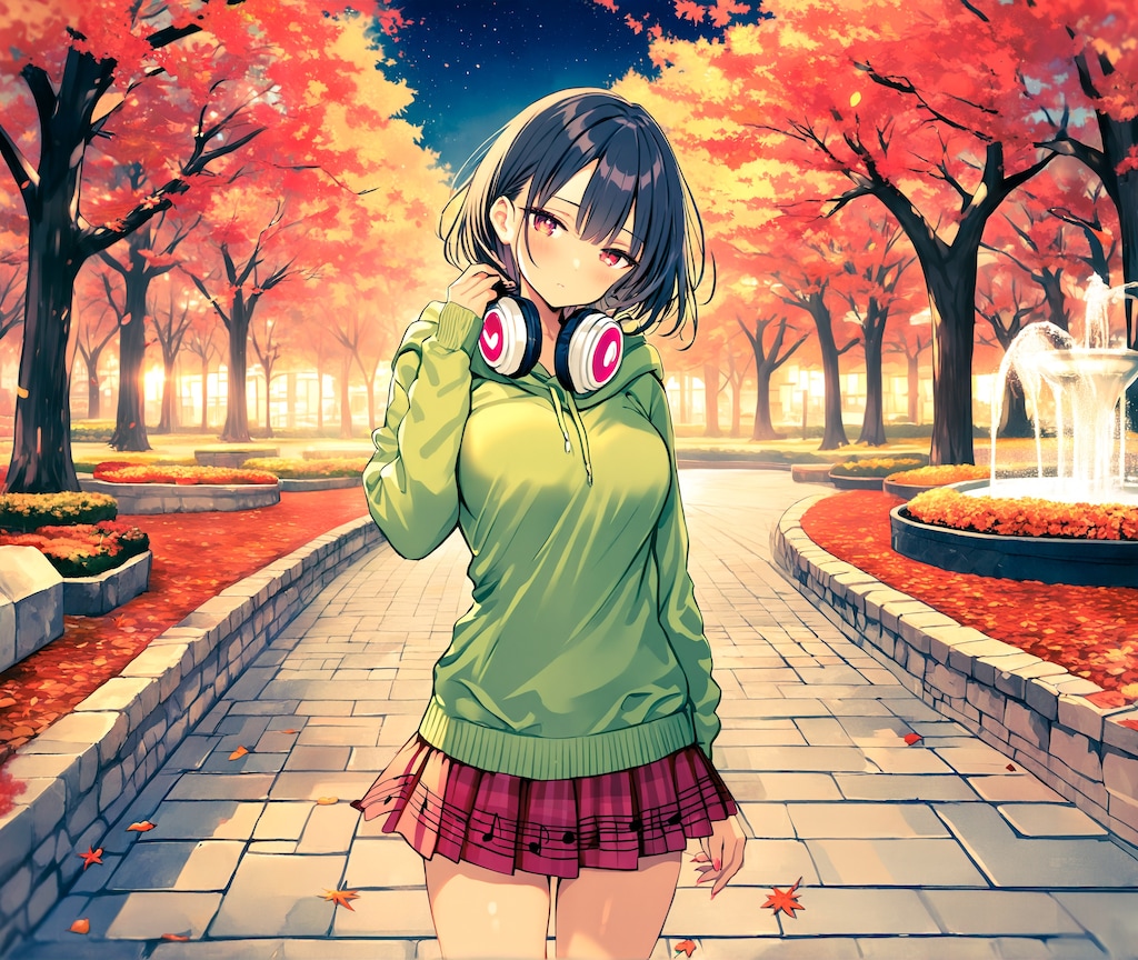 公園で物思いにふける実紅ちゃん