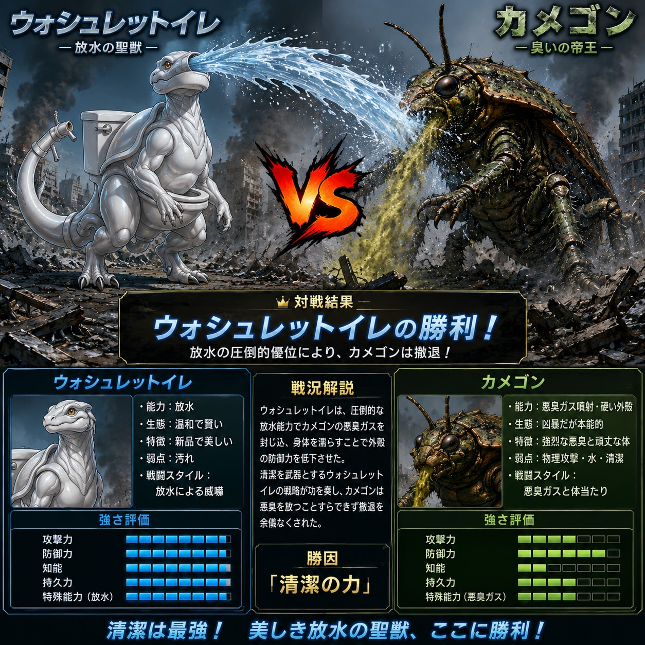 ウォシュレットイレ vs カメゴン