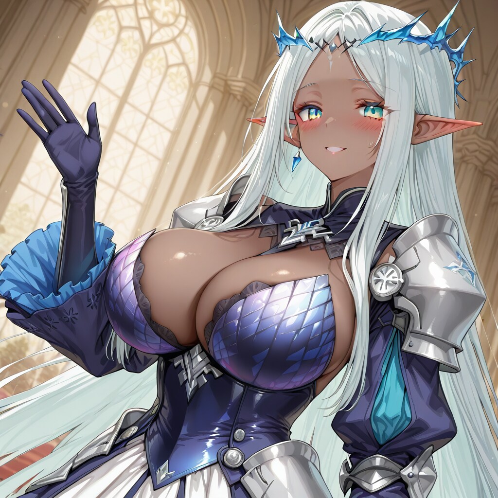 褐色エルフのおねーさん騎士姿