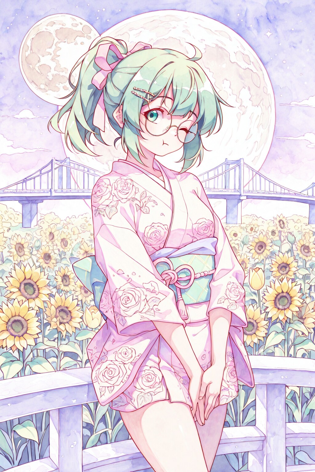 浴衣の緑髪ちゃん