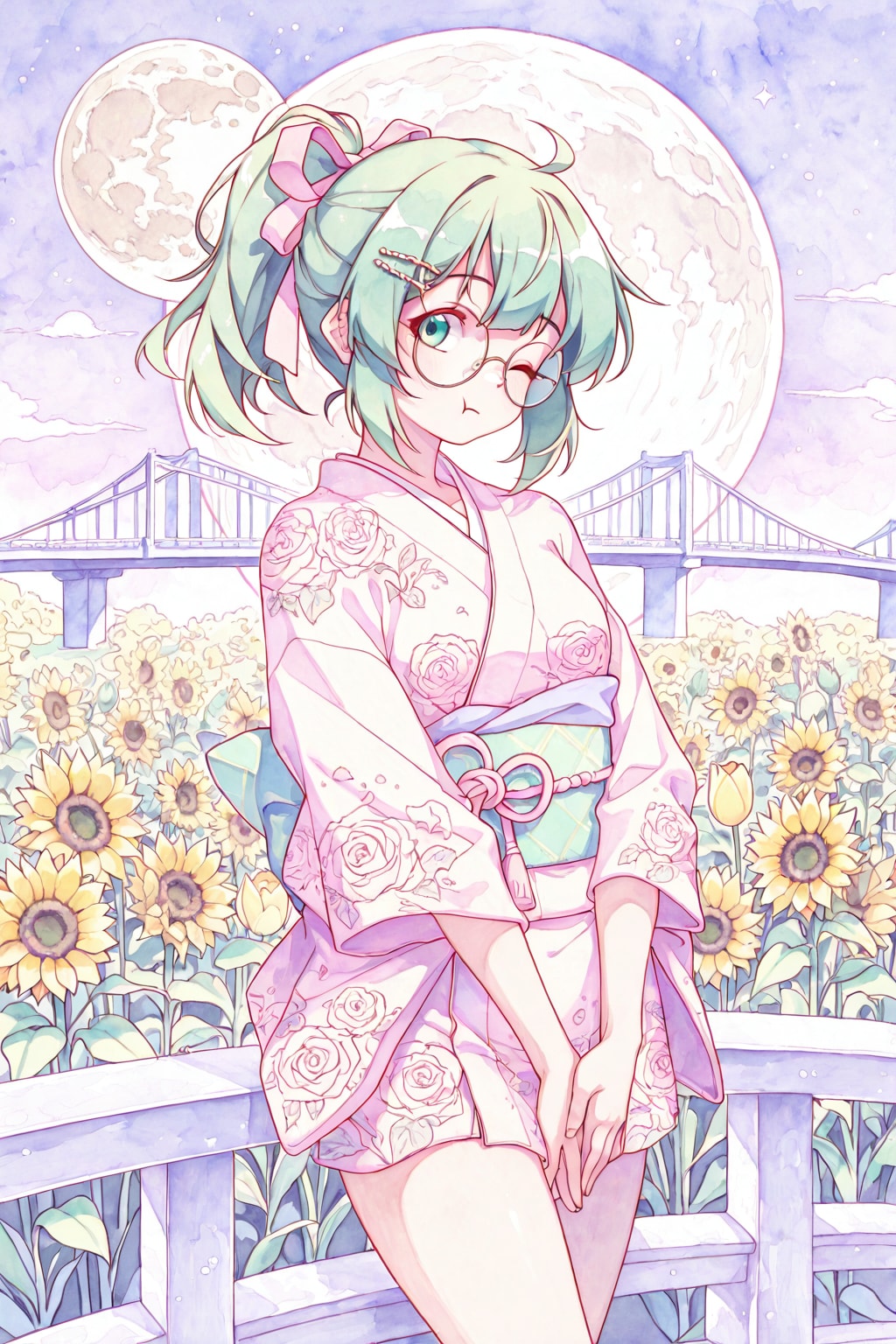 浴衣の緑髪ちゃん