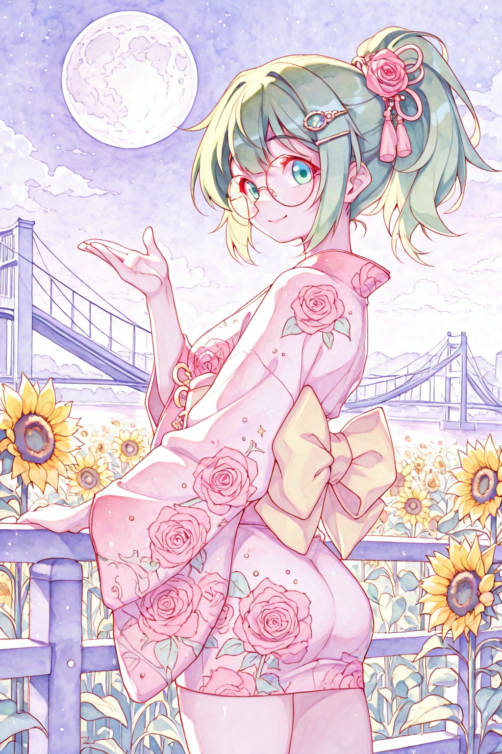 浴衣の緑髪ちゃん