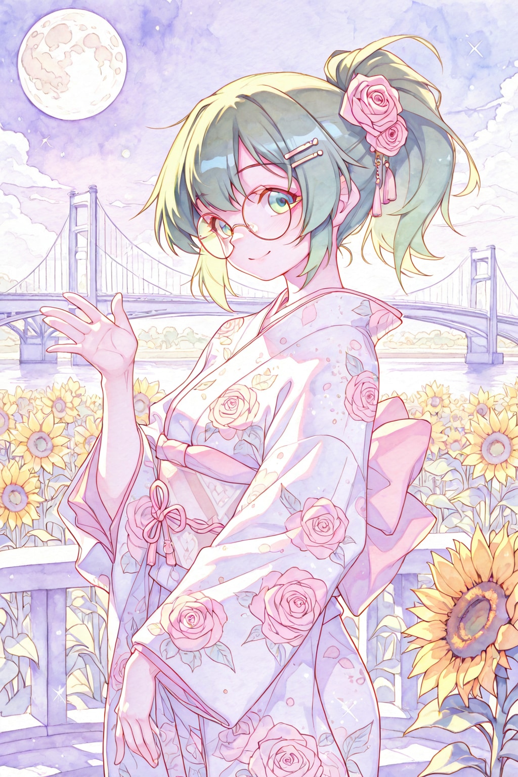 浴衣の緑髪ちゃん