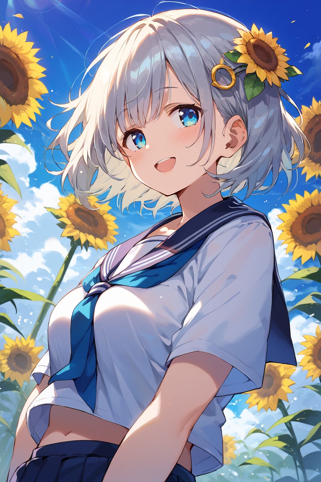 ひまわりの髪飾り