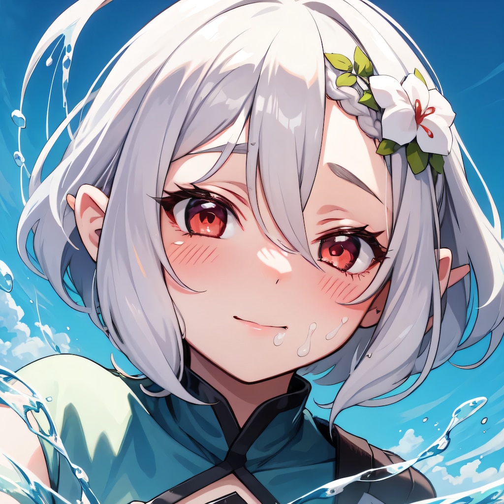 白髪ボブで水鉄砲の少女２