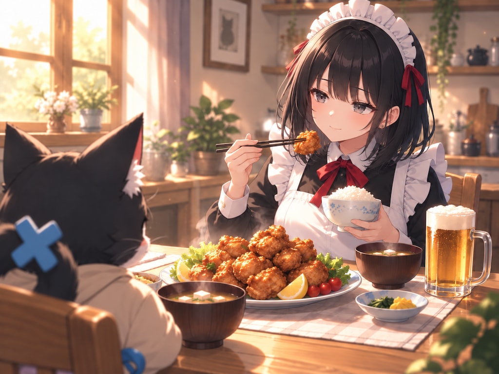 からあげを　手から出せると　いいのにな　とん