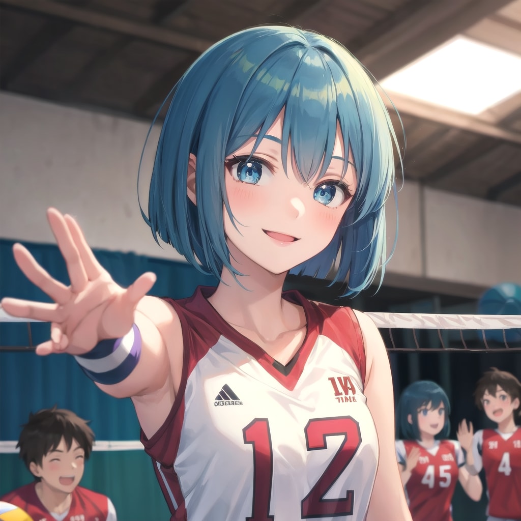 仲間とハイタッチ