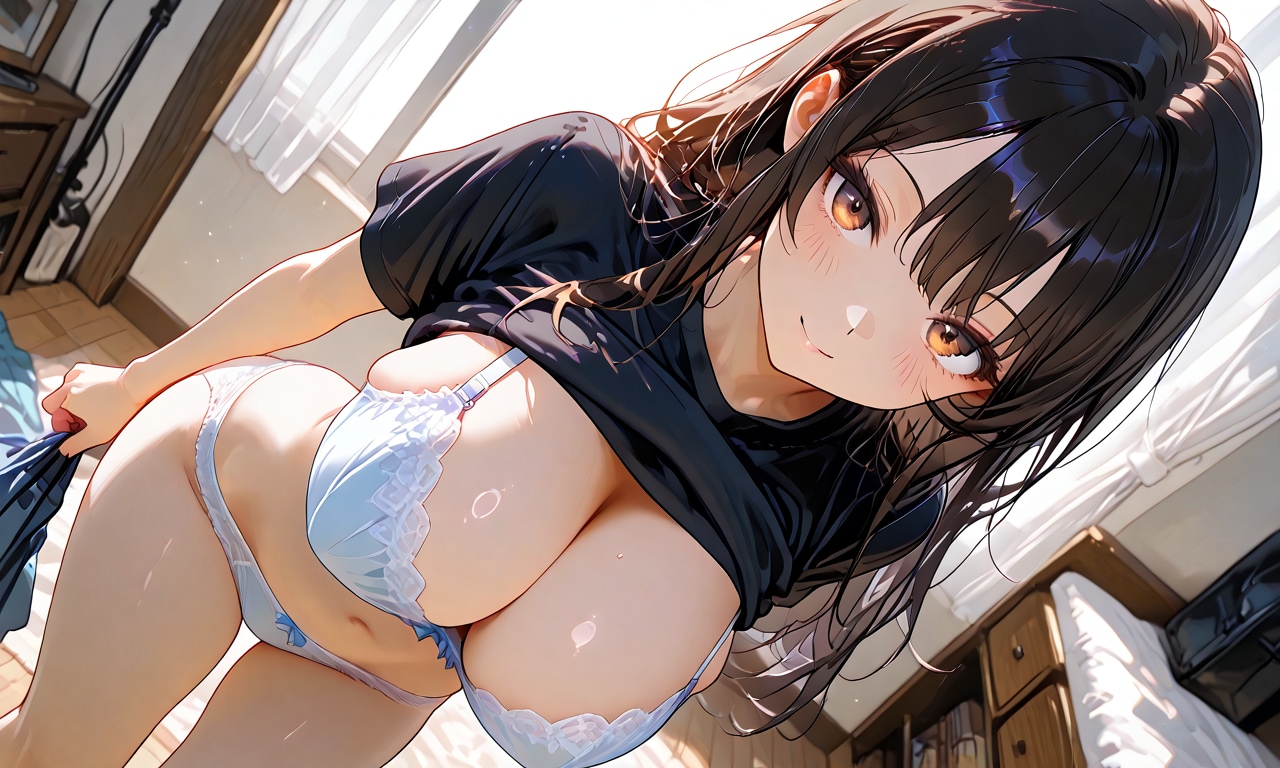下着姿で着替え