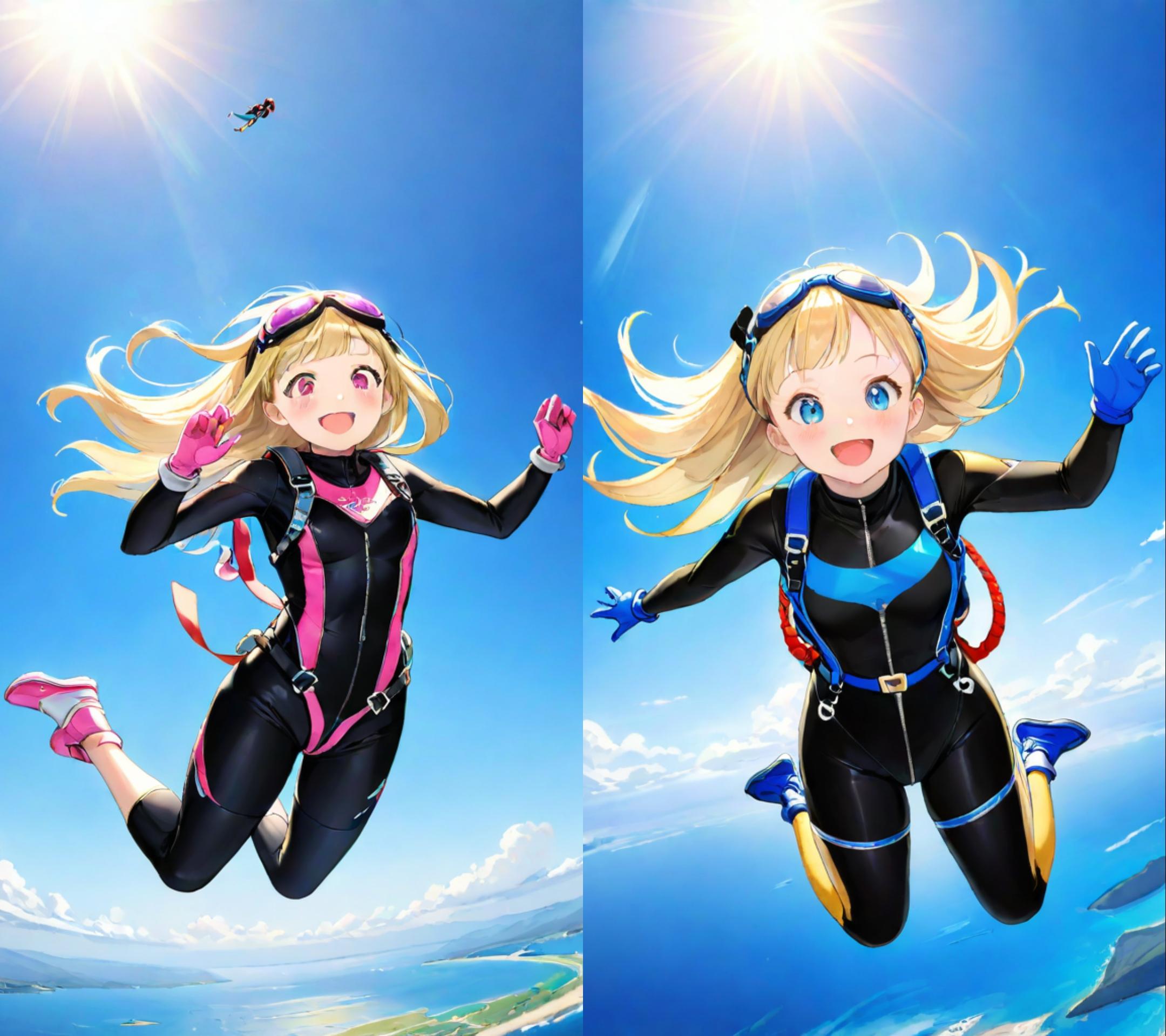 2人でスカイダイビング！ | の人気AIイラスト・グラビア